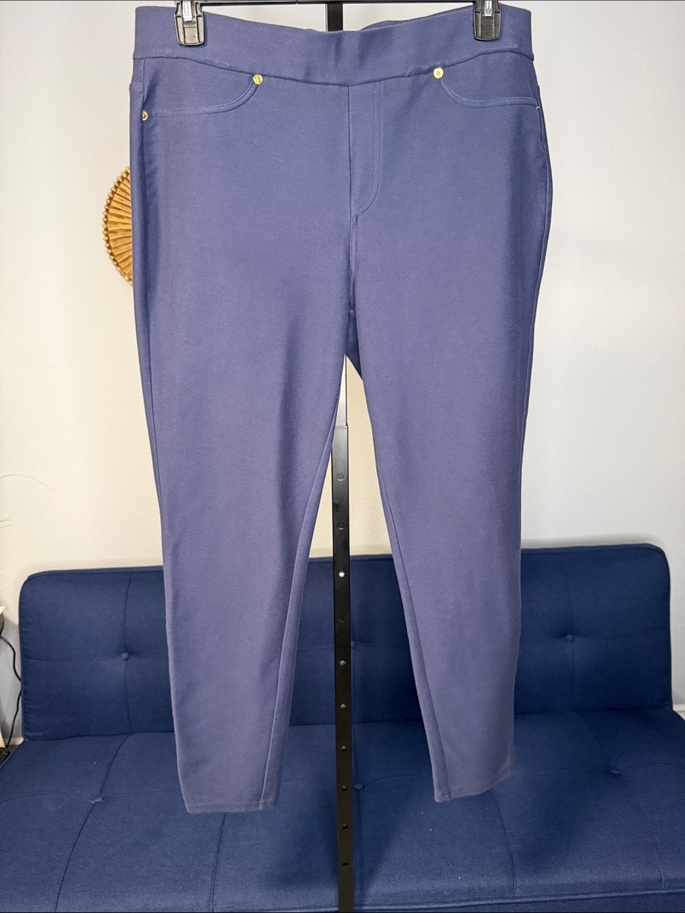 Michael Kors Navy Blue Stretch Cotton Blend Ponte Ankle Pants size XL